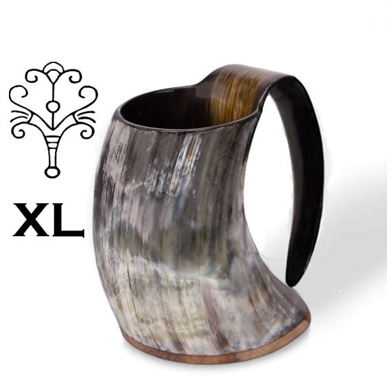 Set of 5 Horn Cups  Wood Bottom Drinking Horn Mug - Warm Hearth Creations